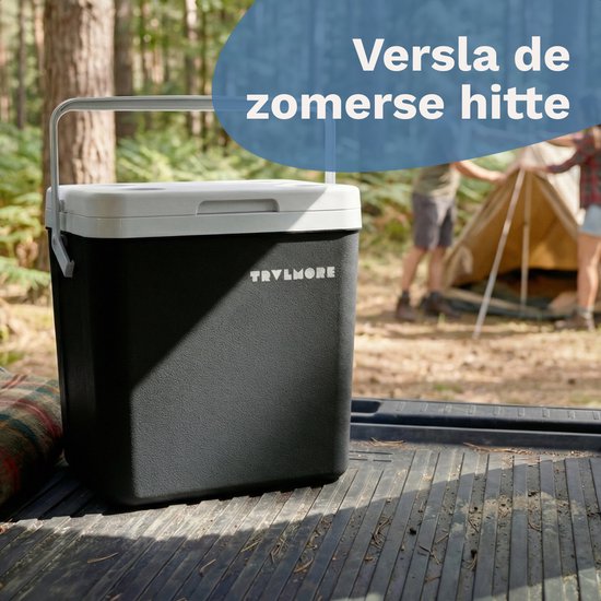 TRVLMORE Cool Box 26L - 65-Stunden-Kühlung - Kühlbox - Inklusive 2 Kühlelemente - Anthrazit