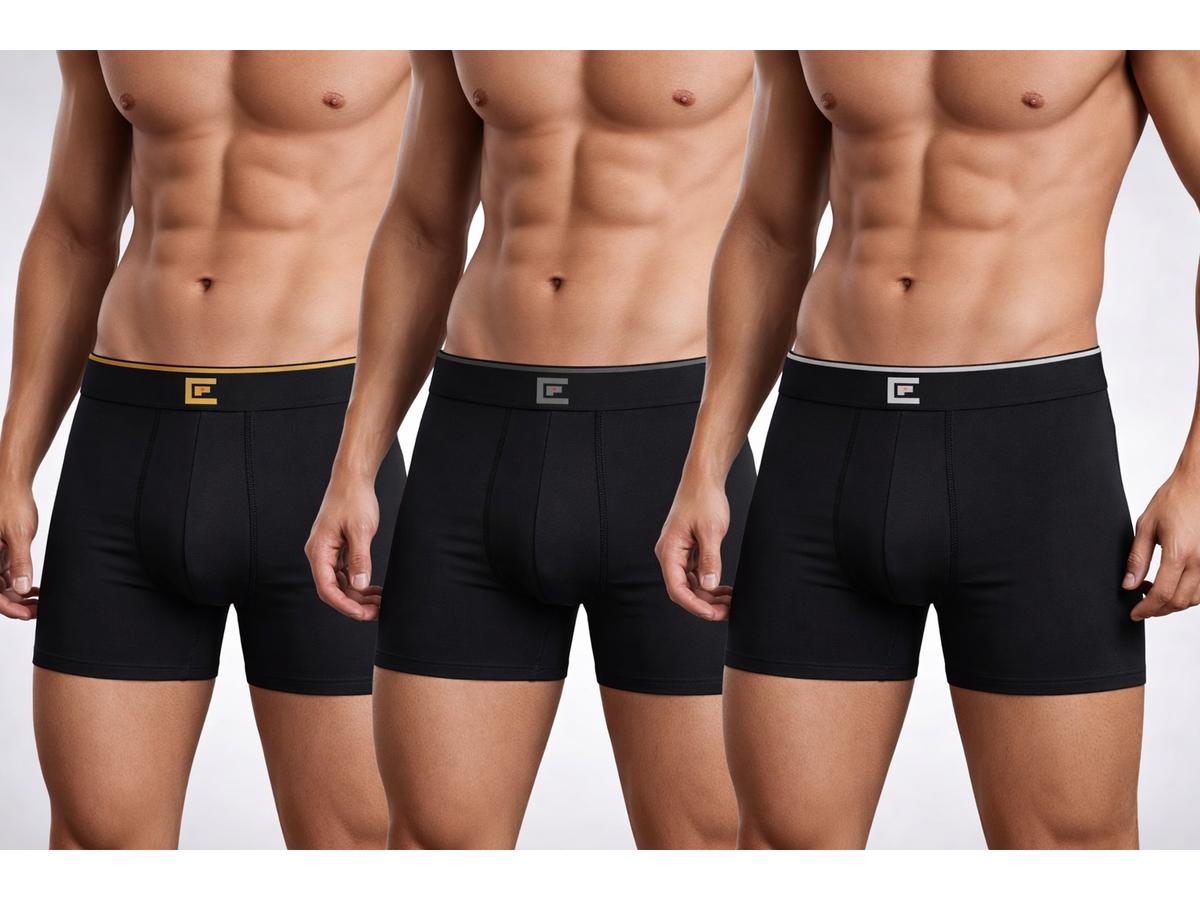 Bamboo Elements Boxershorts für Herren – 3er-Pack – dunkle Farben – Größe M