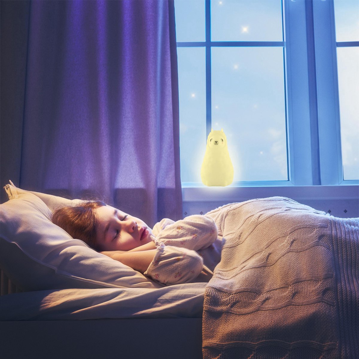 Sleepy Friends Kinder-Nachtlicht Lama - 95x97x100 mm - 8 Farben - USB Wiederaufladbar - Dimmbar - Nachtlicht Baby & Kind