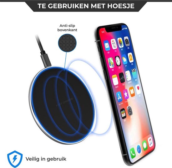 The Life Style Goods - Drahtloses Ladegerät 10W - Inklusive Kabel - Drahtloses Ladegerät - Schnelles Ladegerät - iPhone und Samsung
