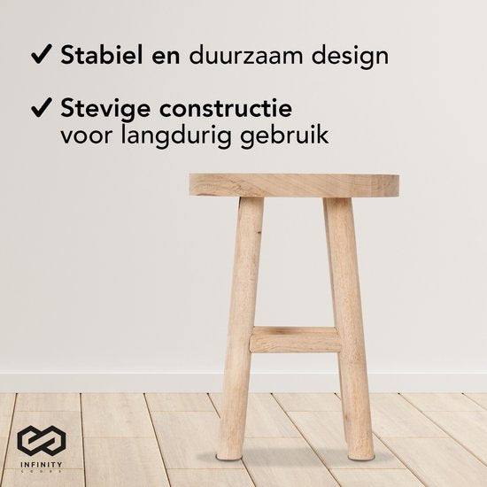 Infinity Goods Hocker Holz - Teak - Beistelltisch - Fußbank - Pflanzentisch - Stufe - bis 150 kg - Braun