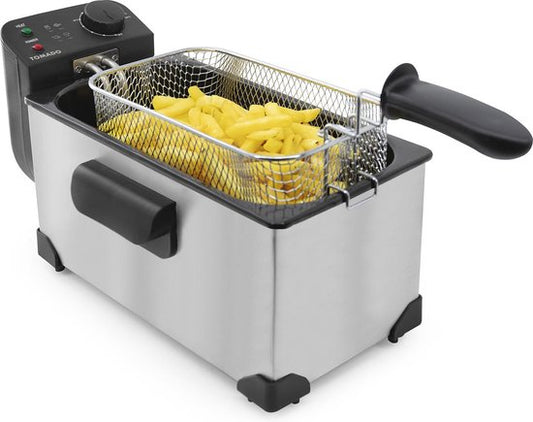 Tomado TDF3001S - Fritteuse - 3 Liter Fassungsvermögen - 2200 Watt - Kaltzonenfritteuse - Edelstahl