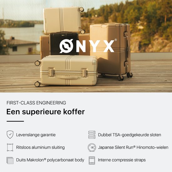 ONYX Hybrid Pro Check-in Koffer Large 100 Liter - Recyceltes Polycarbonat und reißverschlussloses Design - Reisekoffer mit TSA-Schloss und Spinner-Rollen - Leichter Trolley mit Laptop-Fach - Onyx Black
