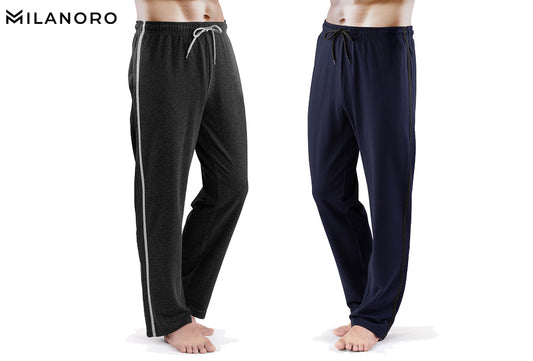 Milanoro 2pk Loungewear lange Hosen Marine - Dunkelgrau L