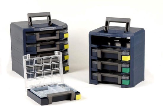 Raaco Sortimentsbox – HandyBoxxser – Mit 4 Stück Boxxser 55 Sortierboxen – 305 x 347 x 342 mm – 137966
