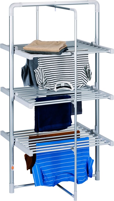 Dirt Devil Elektrischer Wäscheständer mit Heizung - Trockenturm 230W - Stehendes Wäscheständer 21m Trockenraum - IP22 Wasserdicht - 73 x 144 x 68 cm - Aluminium