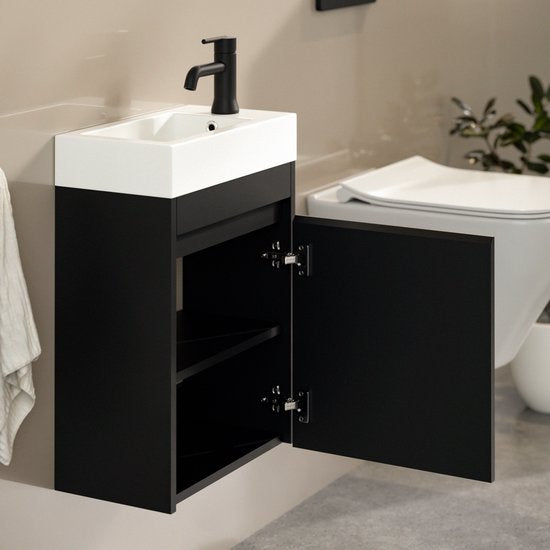 Mirlux WC-Schrank, mattschwarz – Waschbeckenunterschrank – WC-Schrank – WC-Möbel – 40 cm