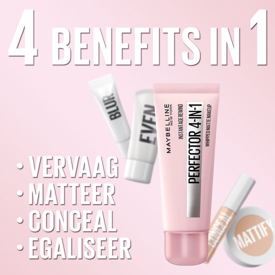 Maybelline New York – Instant Age Rewind Perfector 4-in-1 Matte – Deep – Grundierung, Concealer, BB-Creme und Puder in einer Tube – 30 ml