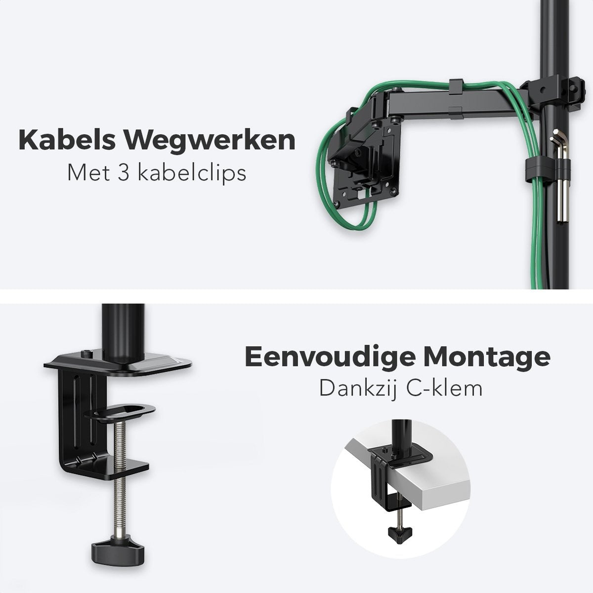 Auronic Monitorarm - 1 Bildschirm - 13 bis 32 Zoll - Verstellbar - Stahl - Schwarz
