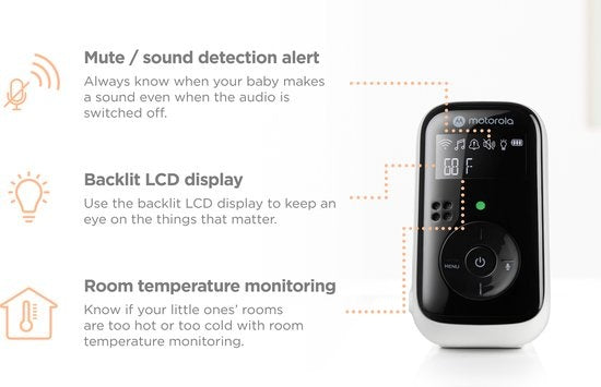 Motorola Babyphone PIP11 - 300 M - Zwei-Wege-Kommunikation - Nachtlicht und Wiegenlieder - Weiß