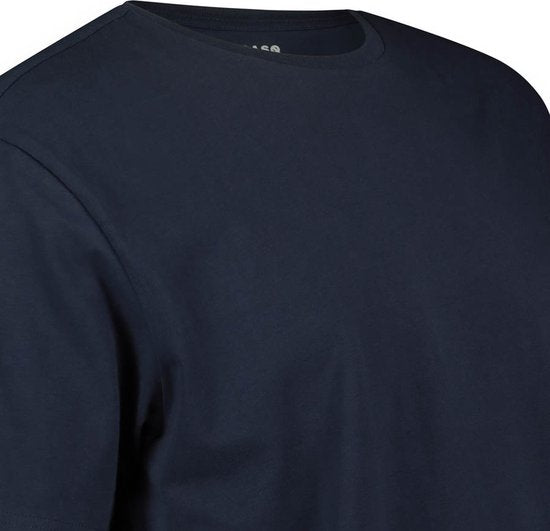 LEBASQ - Miles' T-Shirt für Männer - 3er Pack - mit Rundhalsausschnitt - Extra lang - als Unterhemd geeignet - Blau - M - Baumwolle