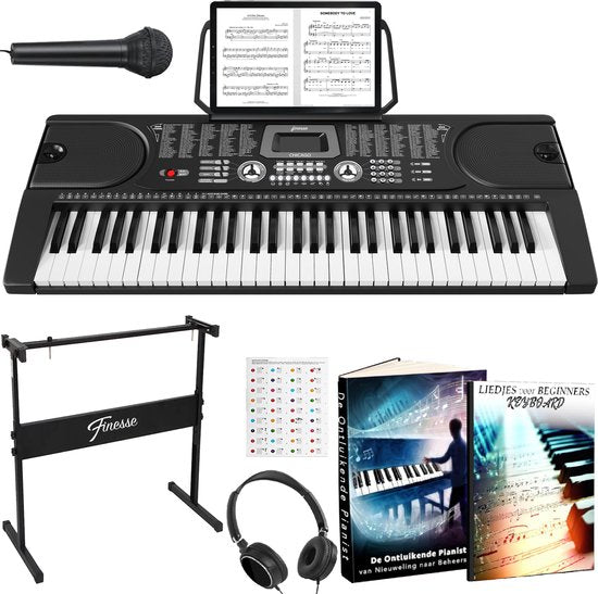 Finesse Keyboard Piano - Ständer & Zubehör - 61 Tasten - Digital Piano - Electric Piano - Kind