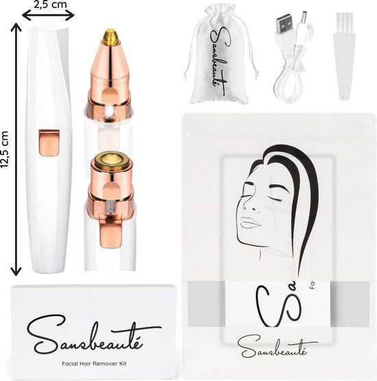 Augenbrauentrimmer - Gesichts-Haarentfernungsgerät Damen - Gesichts-Haarentfernung Frau - Sansbeauté® - Gesichts-Haarentfernungsgerät Damen - Enthaarungsmittel - Makelloser Gesichts-Haarentferner - Mini-Rasierer Trimmer - Elektrisch