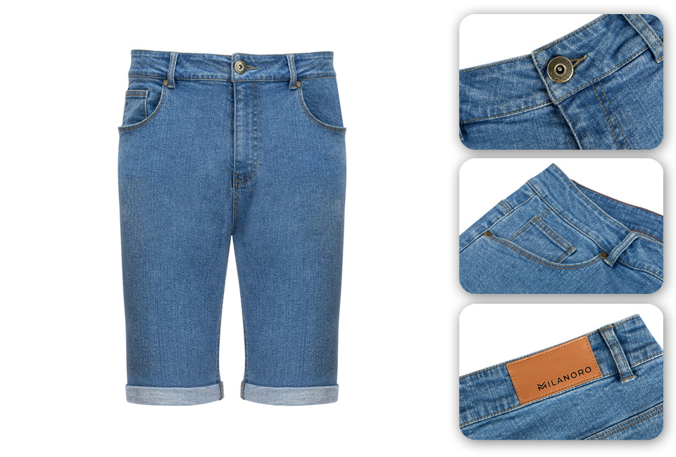 Milanoro - L - Jeans-Shorts - Herren - Hellblau