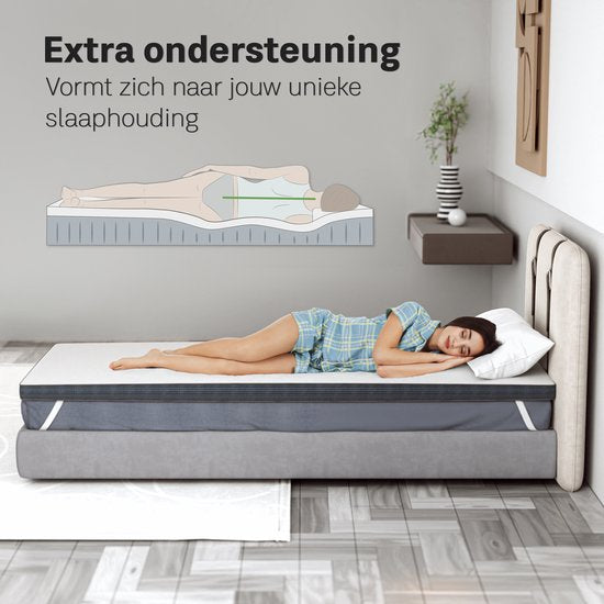 CozySense® Topper 90x200 - Top Matratze - Top Deck Matratze - Memory Foam mit kühlendem Gel - CertiPUR® - Weiche Festigkeit - 8 CM - Waschbarer Bezug