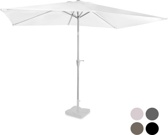 VONROC Premium Sonnenschirm Rapallo 200x300cm - Langlebiger Sonnenschirm - Neigbar - UV-beständiges Tuch - Weiß - Inkl.