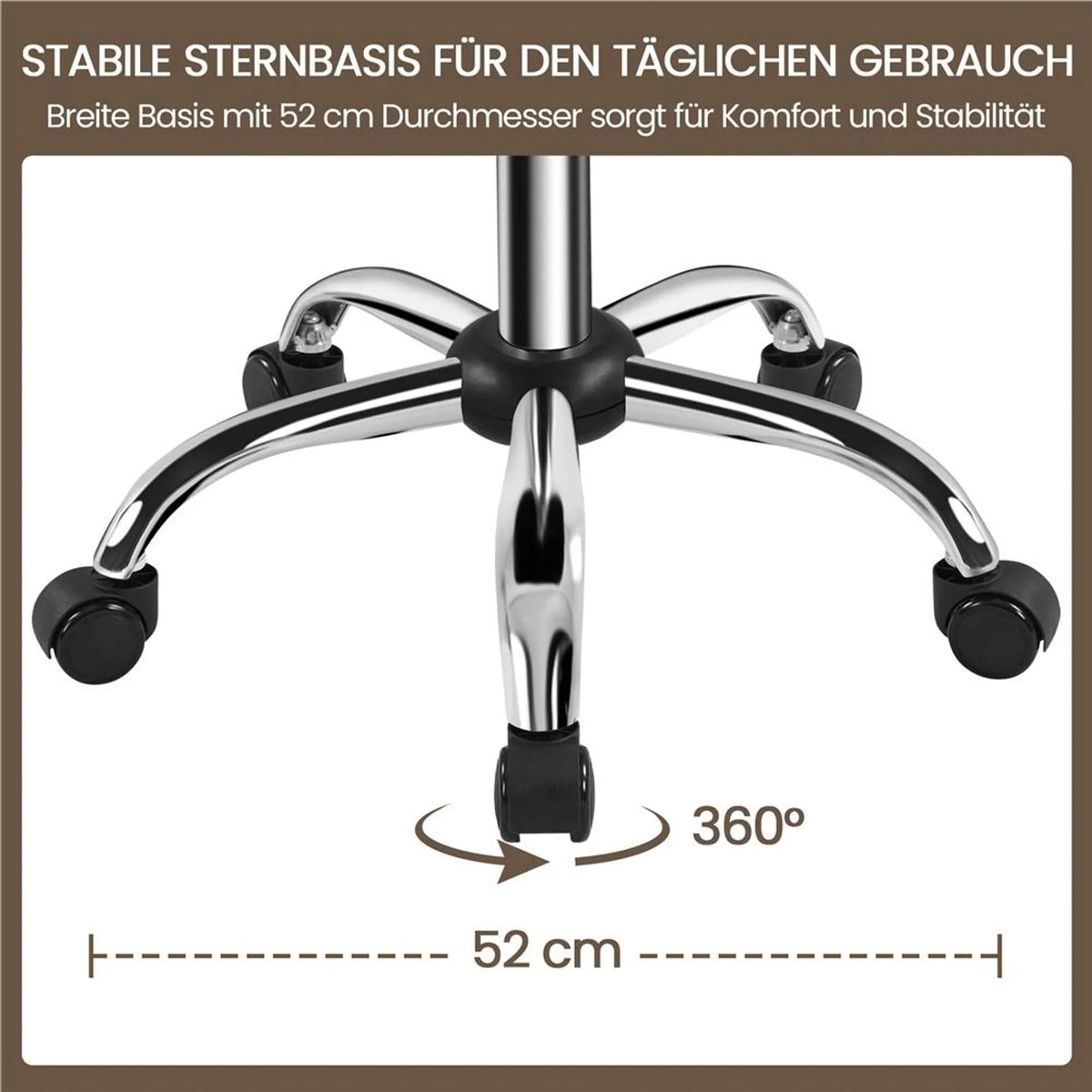 Yaheetech Barhocker Make-up Stuhl - 52 x 44,5 x 75,5-85 cm - Ausgestattet mit 10 cm dicken Sitzkissen und 360° Drehung und verchromtem Metallrahmen - Für Salon und Frisiertisch - Schwarzes Kunstleder und Metall