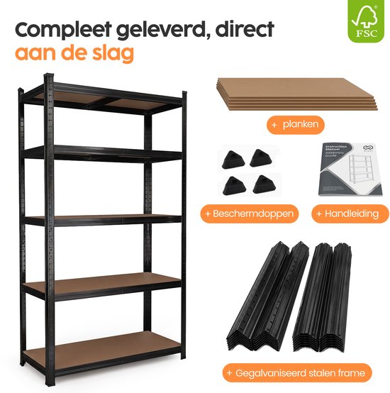 Infinity Goods Regalschrank Schwarz – 2er-Set – 180 x 90 x 40 cm – Aufbewahrungsregal aus Metall – Vorratsschrank – Lagerregal mit 5 Einlegeböden – max. 175 kg pro Einlegeboden, 875 kg insgesamt