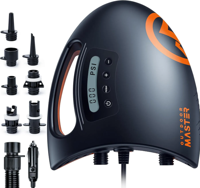 OutdoorMaster Shark II SUP-Luftpumpe – Schwarz – 20 PSI, elektrisch, 12 V