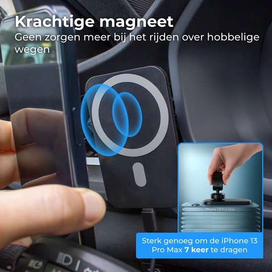 Nuvance Telefonhalter Auto - Geeignet für MagSafe iPhone 12/13/14/15/16 - Telefonhalter - Kabelloses Ladegerät - Handy-Halter Auto