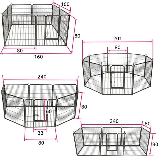 8-eckiger Hundeauslauf Welpenstall 80 cm hoch Ã˜ 210 cm 401717