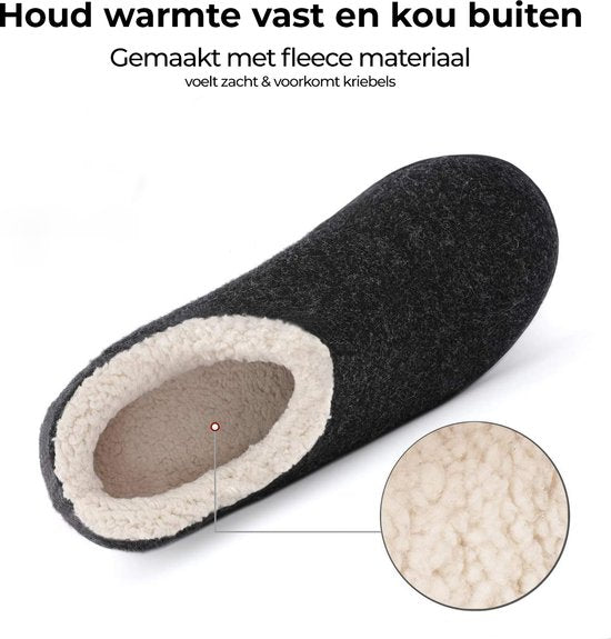Hausschuhe Damen - Hausschuhe - Größe 40/41 - Schwarz - Rutschfest - Comfeet