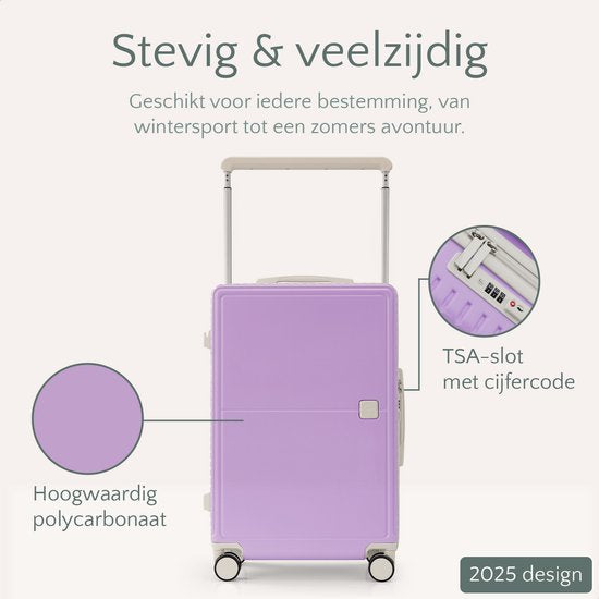 Skycases City Walker - Mittelgroßer Reisekoffer 77L - Leicht und robust - 360° Spinner-Räder - Original TSA-Schloss - Inklusive Schutzhülle & Nassbeutel - 66 x 45 x 26 cm - Lila