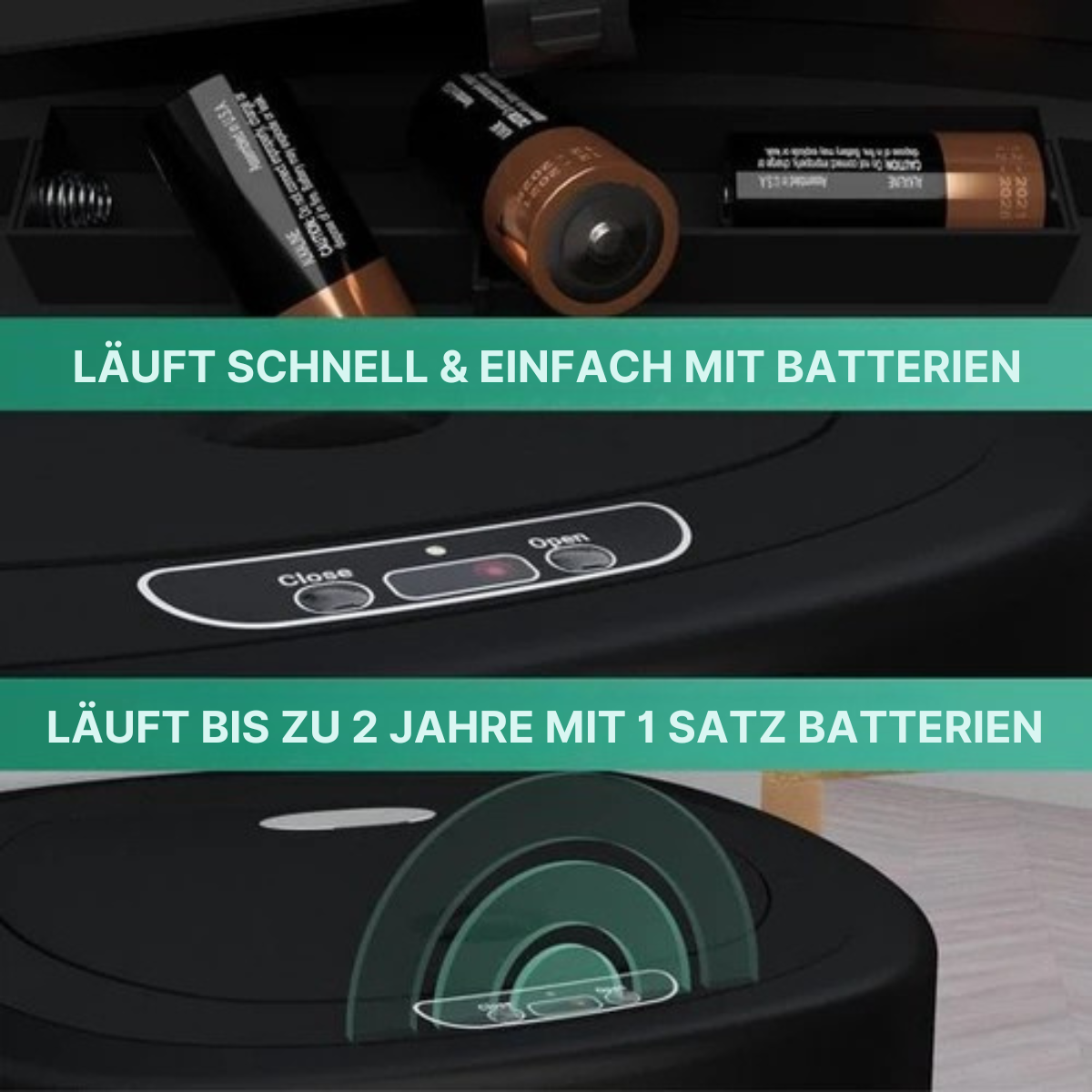 Avalo - Abfalleimer mit Sensor 50L - Edelstahl - Soft Close/ Fingerabdrucksicher/ Hygienisch - Schwarz