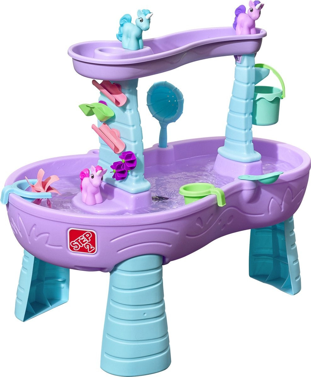 Step2 Rain Shower Splash Unicorns Wassertisch - Einhorn mit 13-teiligem Zubehörset - Wasserspielzeug für Kinder - Spieltisch mit Wasser für Garten/Außenbereich
