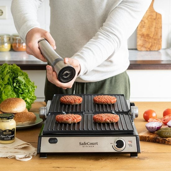 Safecourt Kitchen - 3-in-1 Kontaktgrill - Toaster - Abnehmbare Platten - 180 °C Gril - Schwarzl