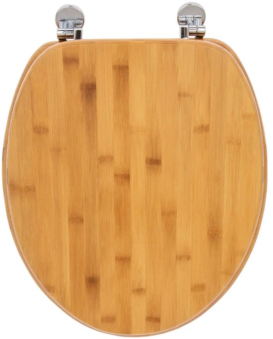 5Five Toilettensitz Woody – braun – Bambusholz – universell – Standard-Toilettensitz – Scharniere aus Zink