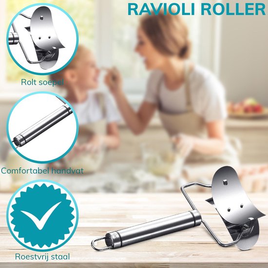 Qualisce Dumpling Maker – Nudelmaschine – Ausstechformen – Ravioli-Ausstecher – Nudelholz – Edelstahl
