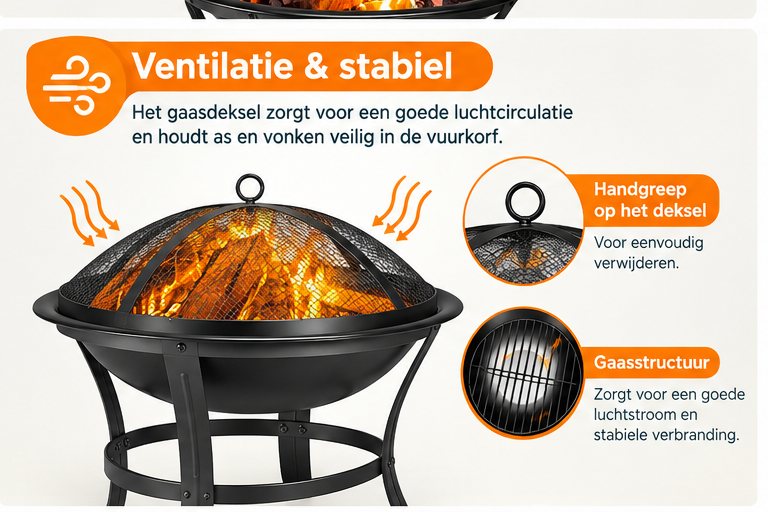 Yaheetech Feuerkorb für den Außenbereich – Schwarz – 54 x 54 x 49,5 cm