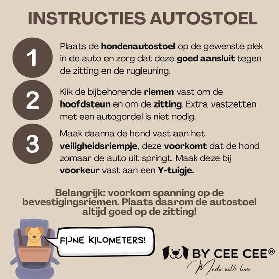By Cee Cee Deluxe-Hundesitz für das Auto – Hundekorb für das Auto mit Sicherheitsgurt – Autokorb für Hunde – Hundesitz – Autositz – Mokka – Größe L – Otto