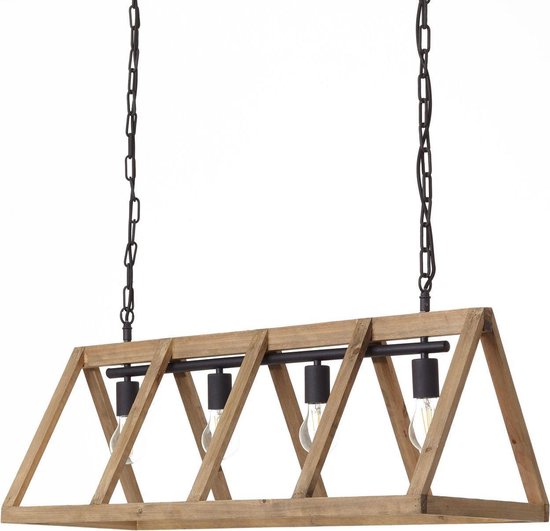 BRILLIANT - Matrix Nature - Pendelleuchte 4 Licht - 230 V - Holz antik - Schwarz Korund - Dimmbar