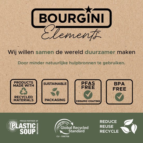 Bourgini Elements - Digitaler Wasserkocher - Schwarz - 1,7 Liter Fassungsvermögen - GRS-zertifizierte, recycelte Materialien