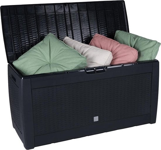 Living Style Aufbewahrungsbox - Gartenkissenbox mit Rädern - 310 Liter - Schwarz