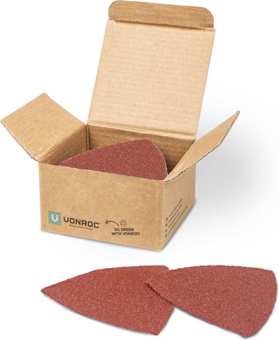 VONROC Schleifpapier für Multitool - Satz zu 50 Stück - 82mm - Körnung K60, K80, K100, K120 und K240