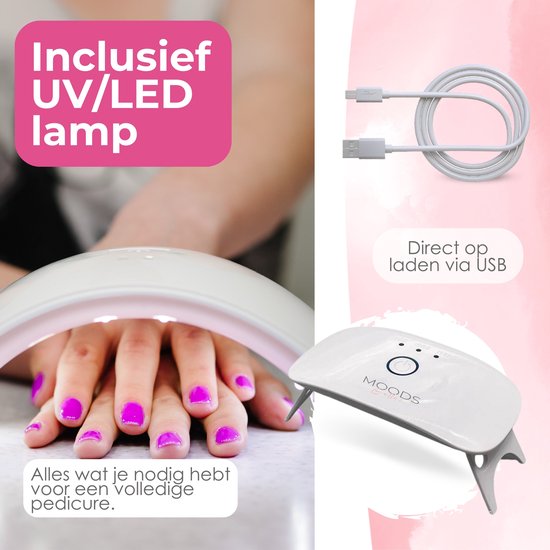 Moods Gellac - Luxus Polygel Set - Polygel Nägel Starter Pack - Inklusive UV LED Lampe - 6 Farben - Grau Nude