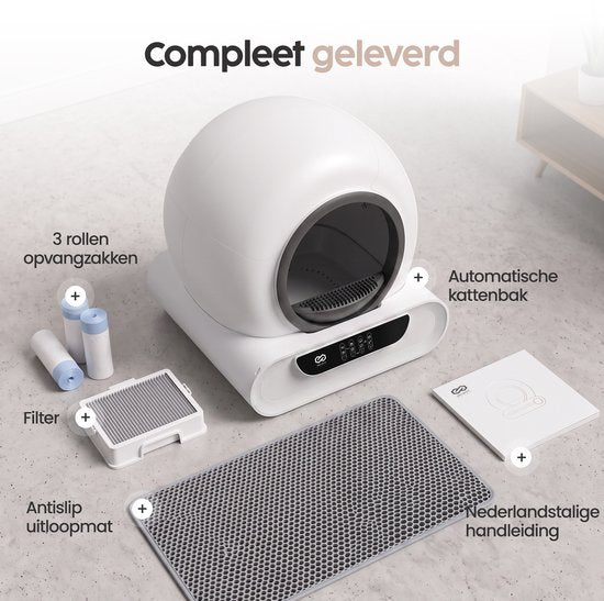 Infinity Goods Automatisches Katzenklo XXL – Selbstreinigendes Katzenklo – inkl. App – 75 l – mit Katzenklo-Matte und 3 Rollen Aufbewahrungsbeuteln