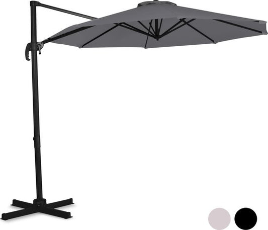 VONROC Premium Floating Parasol Bardolino Ø300cm - Inkl. Kreuzfuß & Schutzhülle - Runder Sonnenschirm - 360° drehbar - Neigbar - UV-beständiges Tuch - Grau