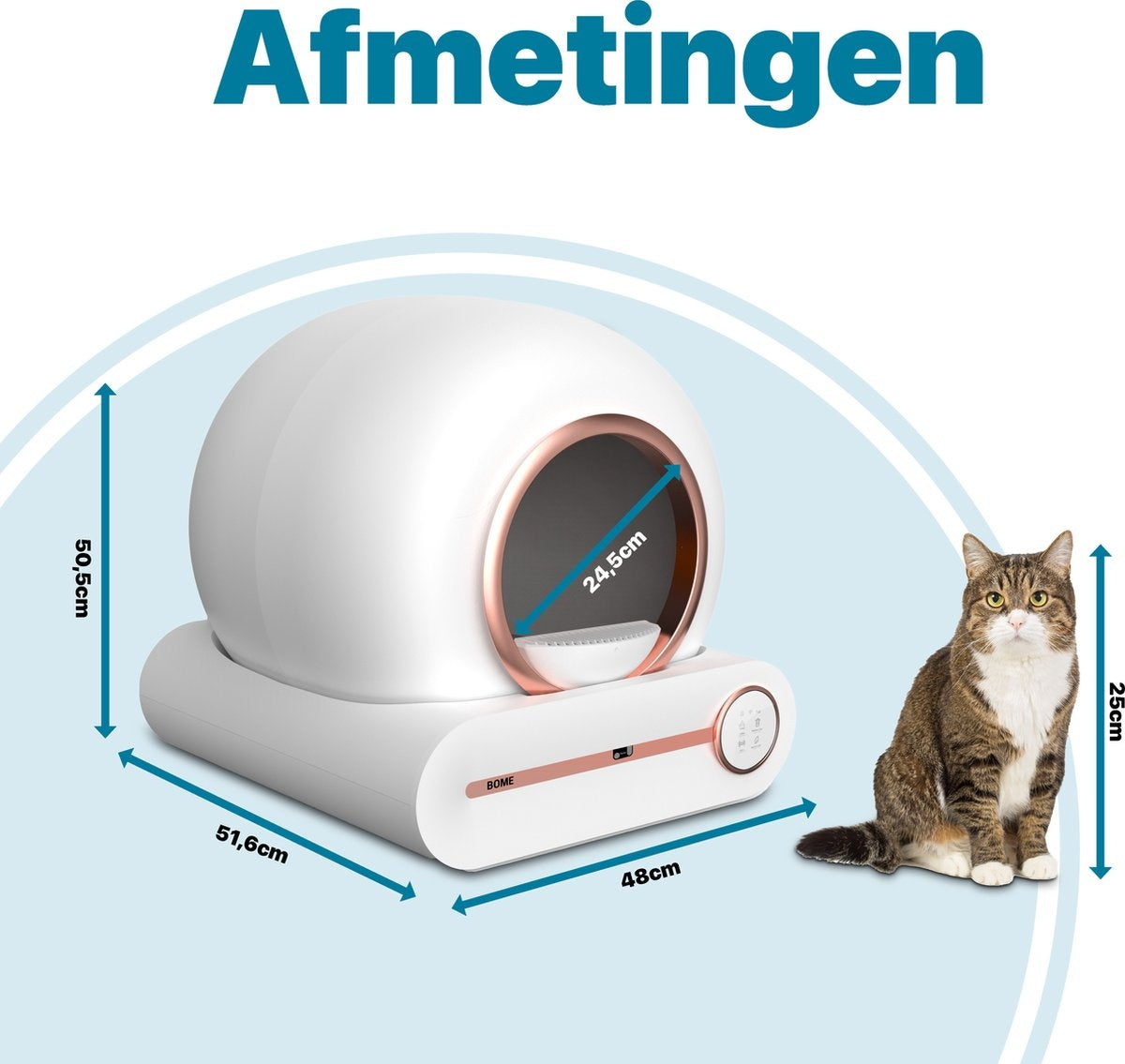 BOME - Katzenklo - Selbstreinigend - Mit App & Touchscreen - 65L - Weiß