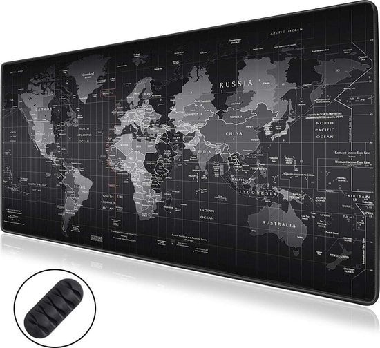 WURK Professional Schreibtischunterlage - Weltkarte - Schreibtisch-Organizer - Schreibtisch-Accessoires - Mauspad XXL - Anti-Rutsch - Inklusive Kabelclip - 90x40