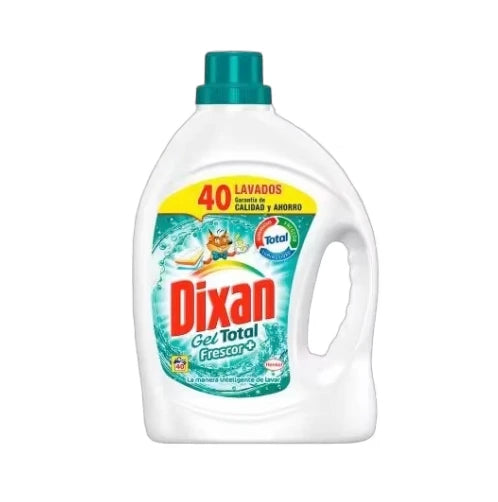 Dixan Gel Total Frescor+ Flüssigwaschmittel - 2,48 L - 4 Flaschen - 160 Waschgänge - für weiße und bunte Wäsche