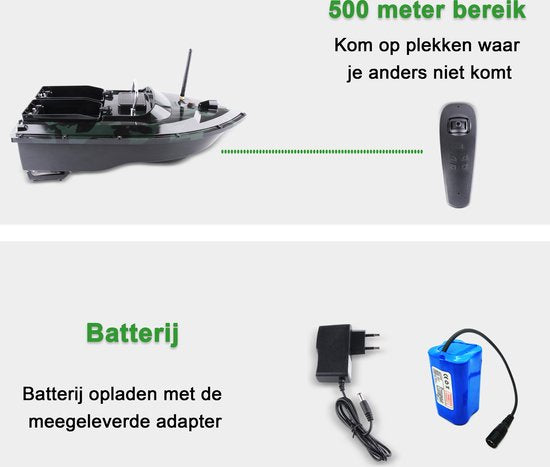 BUDDIE'S® Feedboat - 3KG Nutzlast - 2 Feeders - Beleuchtung - 500 Meter Reichweite - Aufbewahrungstasche - Feedboat Karpfen - Köderboot - Karpfenangeln