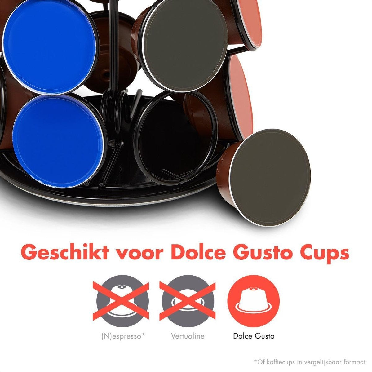 KitchenBrothers Kapselhalter - Dolce Gusto - 35 Kapseln - Schwenkbar - Schwarz