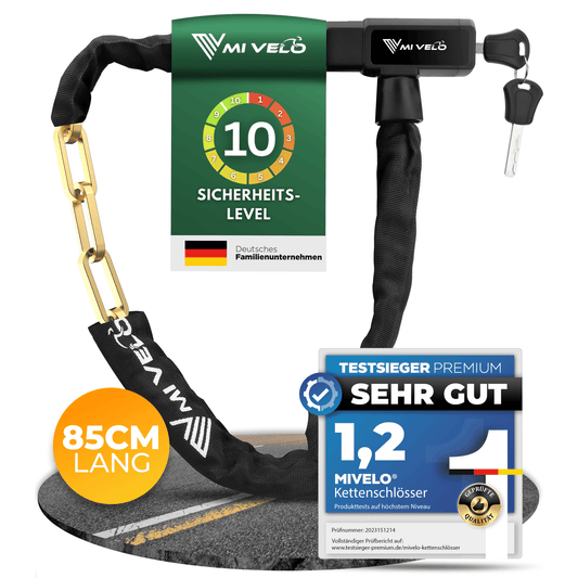 MIVELO Fahrradkette - Mit Schlüsselschloss - 85 cm - Stahl - Schwarz