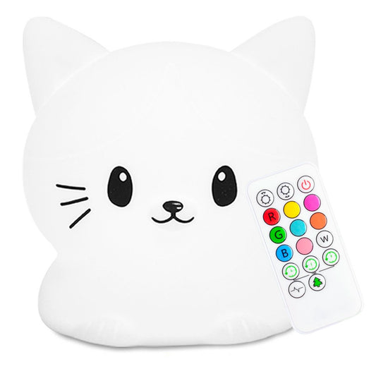 Sleepy Friends Sleepy Friends Kindernachtlicht Katze - 8 Farben - USB aufladbar - dimmbar - 95.2 x 97.4 x 100 mm - Grau