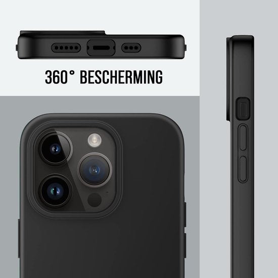 Podec Fall geeignet für iPhone 14 pro - Telefon Fall und Bildschirmschutz - Schutzglas - Schwarz