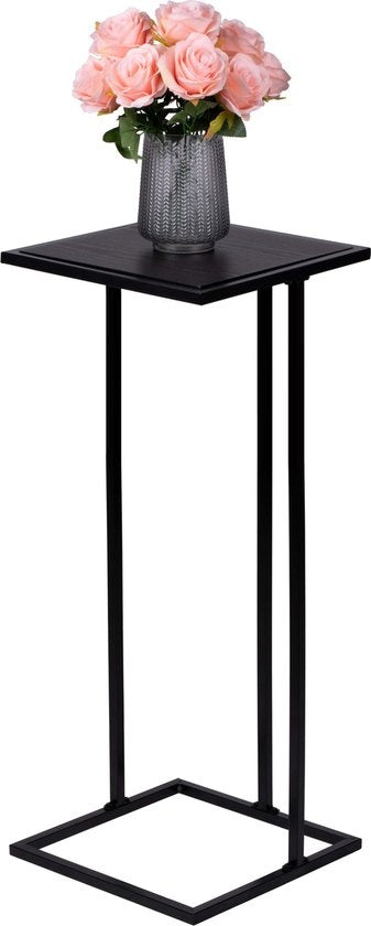 Arti Casa Beistelltisch - Metall und MDF - 75 x 33 x 33 CM - Nachttisch - Pflanzentisch - Laptop-Tisch - Industrie-Look - Schwarz